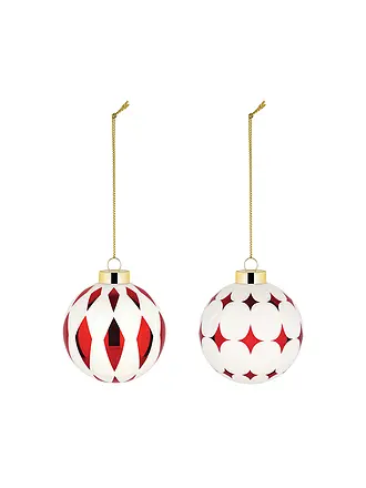 ALESSI | Weihnachtsbaumkugel 2-tlg. 6cm Weiss/Rot | 
